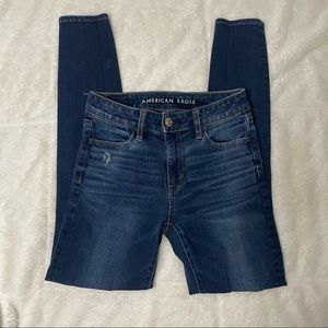 American Eagle Dark Denim Distressed Skinny Jean